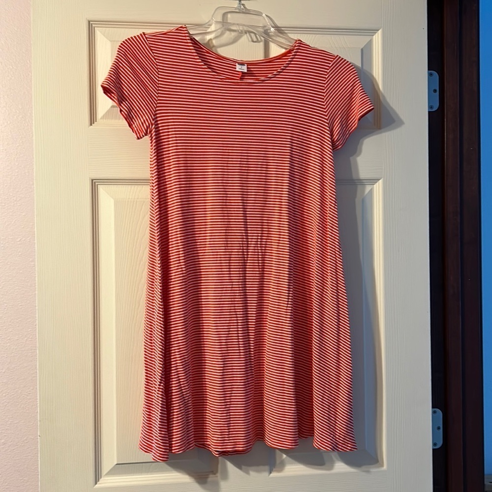 Old Navy Red & White Stripe T-Shirt Dress Small